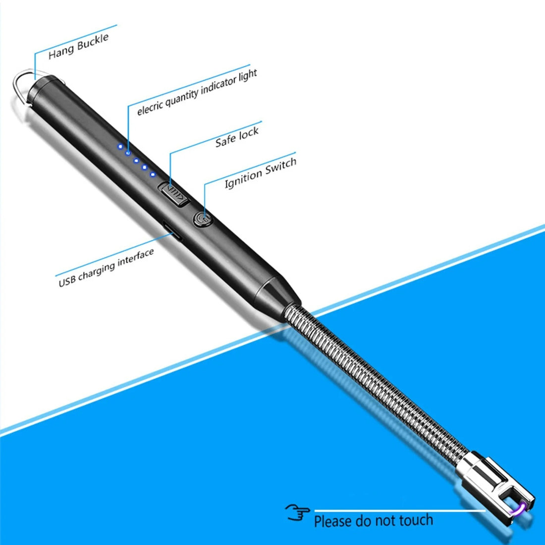 360° USB Rechargeable Arc Lighter – Flexible Neck & Safety Lock