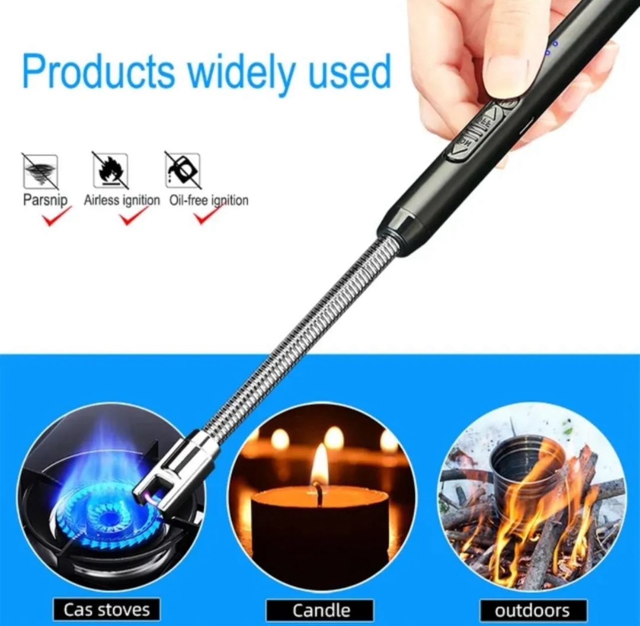 360° USB Rechargeable Arc Lighter – Flexible Neck & Safety Lock
